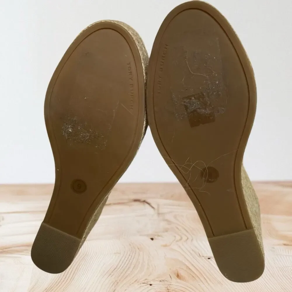 Tory Burch Shelby Snakeskin Embossed Leather Espadrille Size 9 Womens‎